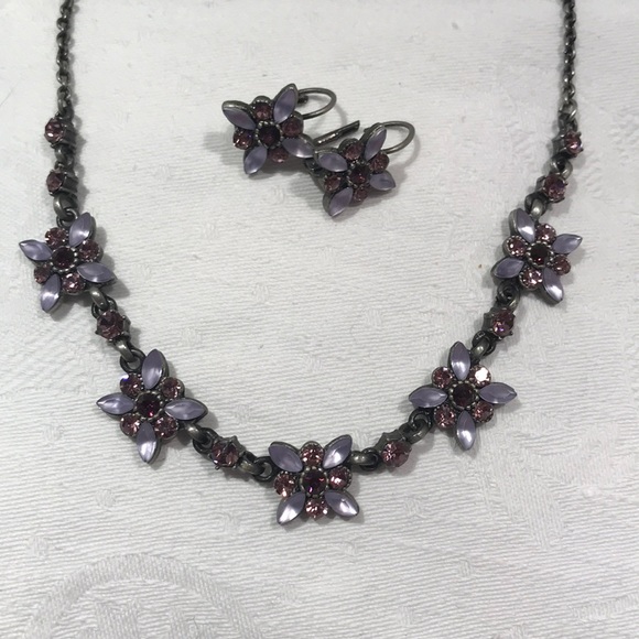 Purple necklace matching earrings - Picture 2 of 9